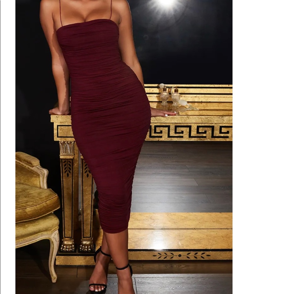 UK size 10 deep red midi dress